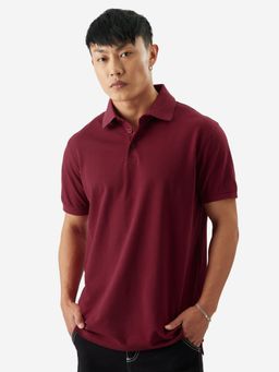 The Souled Store - Original Solid Rhubarb Men Polo T-Shirt