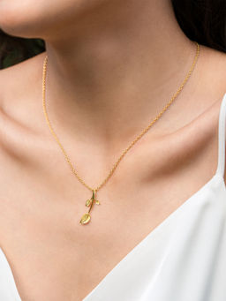 Shaya by CaratLane - 925 Silver Shaya by CaratLane Leaf Of Faith Necklace in Gold Plated
