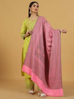La Vastraa - Pink Jamawar Woven Shawl