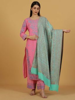 La Vastraa - Sea Green Jamawar Woven Shawl