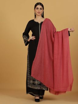 La Vastraa - Gajri Pink Solid Woven Shawl