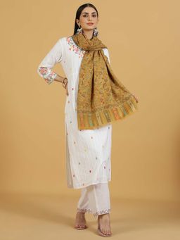 La Vastraa - Mustard Modal Kani Woven Stole