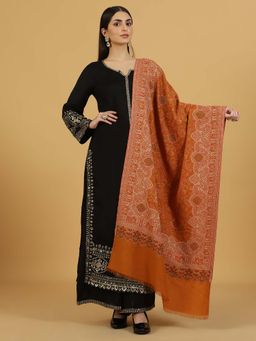 La Vastraa - Mustard Embellished Jamawar Stole