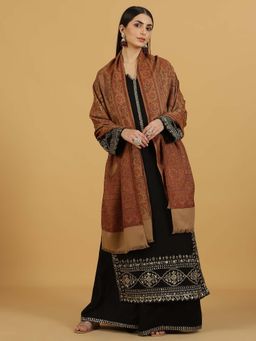 La Vastraa - Brown Embellished Jamawar Stole