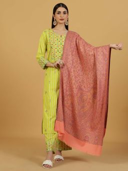 La Vastraa - Orange Jamawar Woven Stole