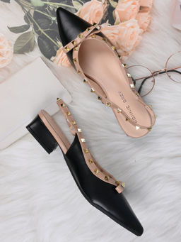 Ronnie Grey - Women Black Solid Mule Heels