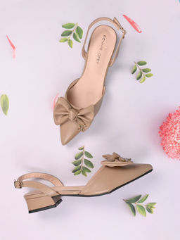Ronnie Grey - Women Beige Solid Mule Heels