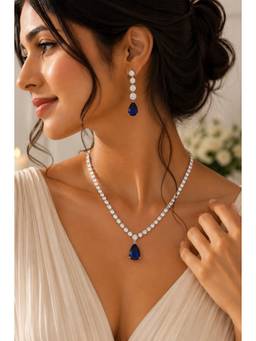 Miora - Multicolor Sapphire Tennis Necklace and Earrings