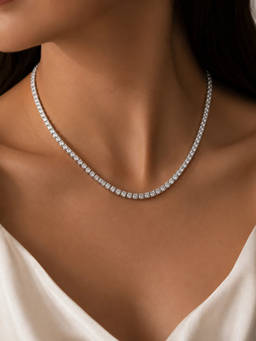 Miora - Solitaire Tennis White Necklace and Earrings