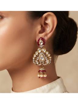 Shop Naymee - Red Statement Jhumka Earrings