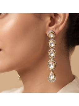 Shop Naymee - Gold Uncut Polki Tiered Drop Earrings