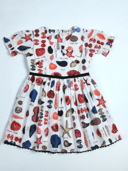 Bella Moda - Girls Fit & Flair Print Puff Sleeve Casual Wear Dress