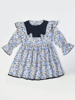 Bella Moda - Girls Fit & Flair Print Full Sleeve Casual Wear Dress