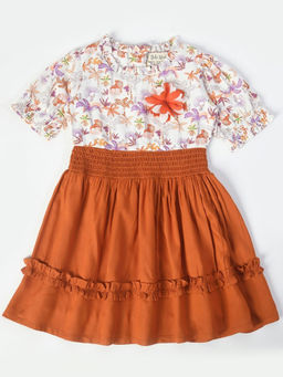 Bella Moda - Girls Fit & Flair Print Half Sleeve Casual Wear Dress