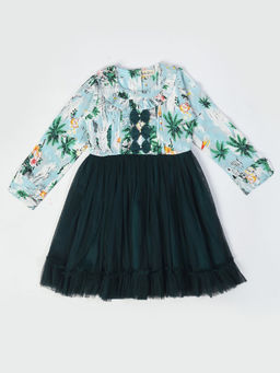 Bella Moda - Girls Fit & Flair Print Full Sleeve Casual Wear Dress