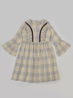 Bella Moda - Girls Fit & Flair Print Three Fourth Bell Sleeve Casual Wear Dress