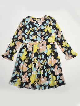 Bella Moda - Girls Fit & Flair Print Full Sleeve Casual Wear Dress