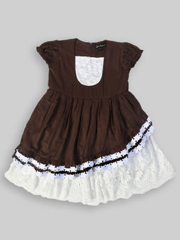 Bella Moda - Girls Fit & Flair Solid Short Sleeve Party Wear Dress