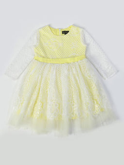 Bella Moda - Girls Fit & Flair Self Design Full Sleeve Party Wear Dress