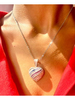 WRAPGAME INDIA - Multi-Color Iced Heart Pendant Chain