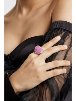 WRAPGAME INDIA - Pink White Iced Heart Ring
