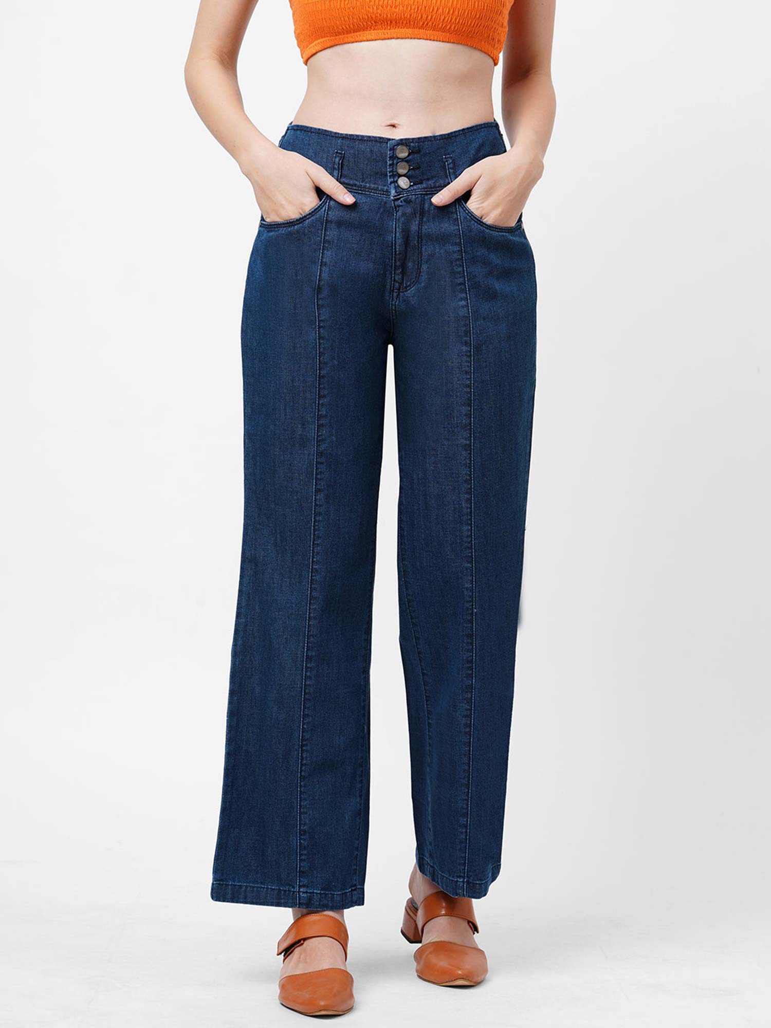 Buy Kraus Jeans Blue High-Rise Wide Leg 