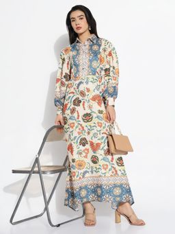 SHOWOFF - Women Multi-Color Cotton Blend Floral Maxi Dress