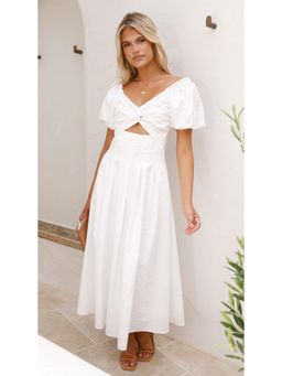 Miakee - Algar White Solid Midi Dress