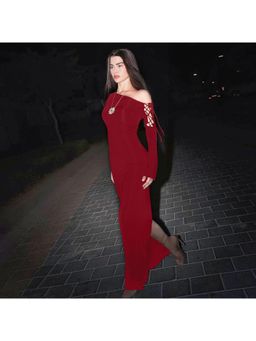 Miakee - Tasmania Red Solid Maxi Dress