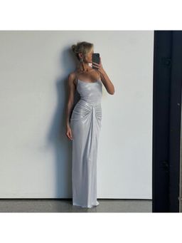 Miakee - Vinson Silver Solid Maxi Dress