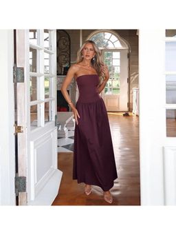 Miakee - Zoey Maroon Strapless Maxi Dress