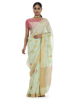 SARI KI ALMARI - Green Golmaal Handloom Saree with Unstitched Blouse