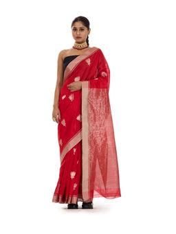 SARI KI ALMARI - Red Kamli Handloom Saree with Unstitched Blouse