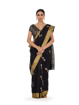 SARI KI ALMARI - Black Kamalai Handloom Saree with Unstitched Blouse