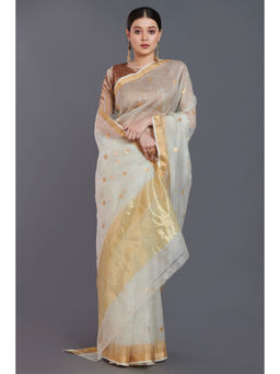 SARI KI ALMARI - Off White Organza Vibe Saree with Unstitched Blouse