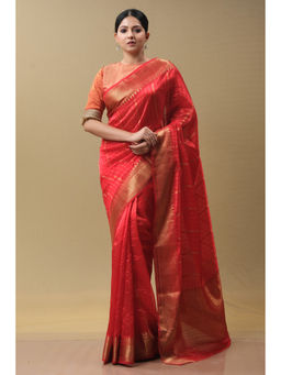 SARI KI ALMARI - Red Rabri Handloom Saree with Unstitched Blouse