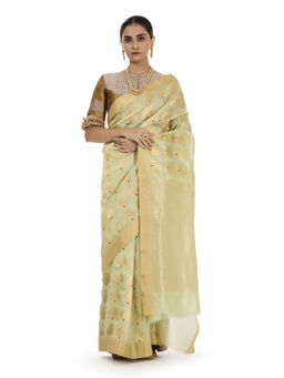 SARI KI ALMARI - Green Anar Handloom Saree with Unstitched Blouse