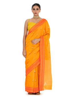 SARI KI ALMARI - Orange Kesari Handloom Saree with Unstitched Blouse