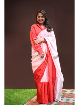 SARI KI ALMARI - Pink Lal Paar Sequined Saree
