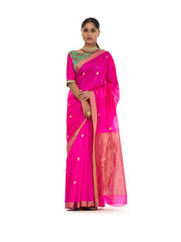SARI KI ALMARI - Pink Anar Woven Saree with Unstitched Blouse
