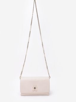 Tommy Hilfiger - Solid Beige Polyester Sling Bag