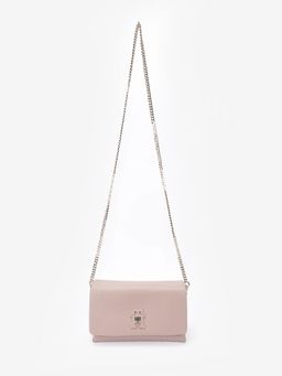 Tommy Hilfiger - Solid Beige Polyester Sling Bag