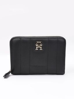 Tommy Hilfiger - Quilted Black Pu Zip-Around Wallet