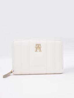 Tommy Hilfiger - Quilted Off-White Pu Zip-Around Wallet