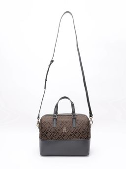 Tommy Hilfiger - Logo Black Pu Handbag with Detachable Strap