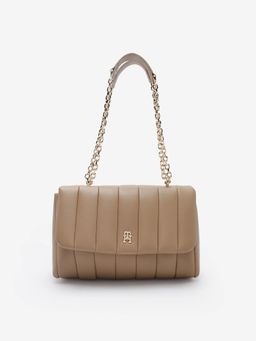 Tommy Hilfiger - Quilted Tan Pu Handbag with Detachable Strap
