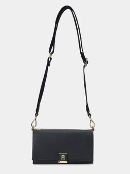 Tommy Hilfiger - Solid Navy Blue Pu Sling Bag with Detachable Strap