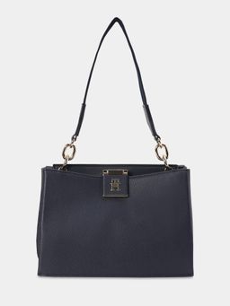 Tommy Hilfiger - Solid Navy Blue Pu Shoulder Bag with Detachable Strap