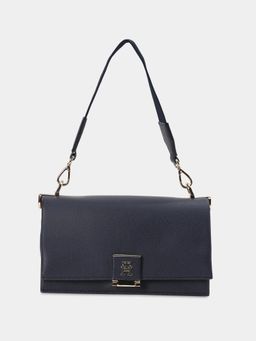 Tommy Hilfiger - Solid Navy Blue Pu Sling Bag with Detachable Handle