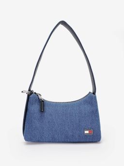 Tommy Hilfiger - Solid Blue Cotton Shoulder Bag